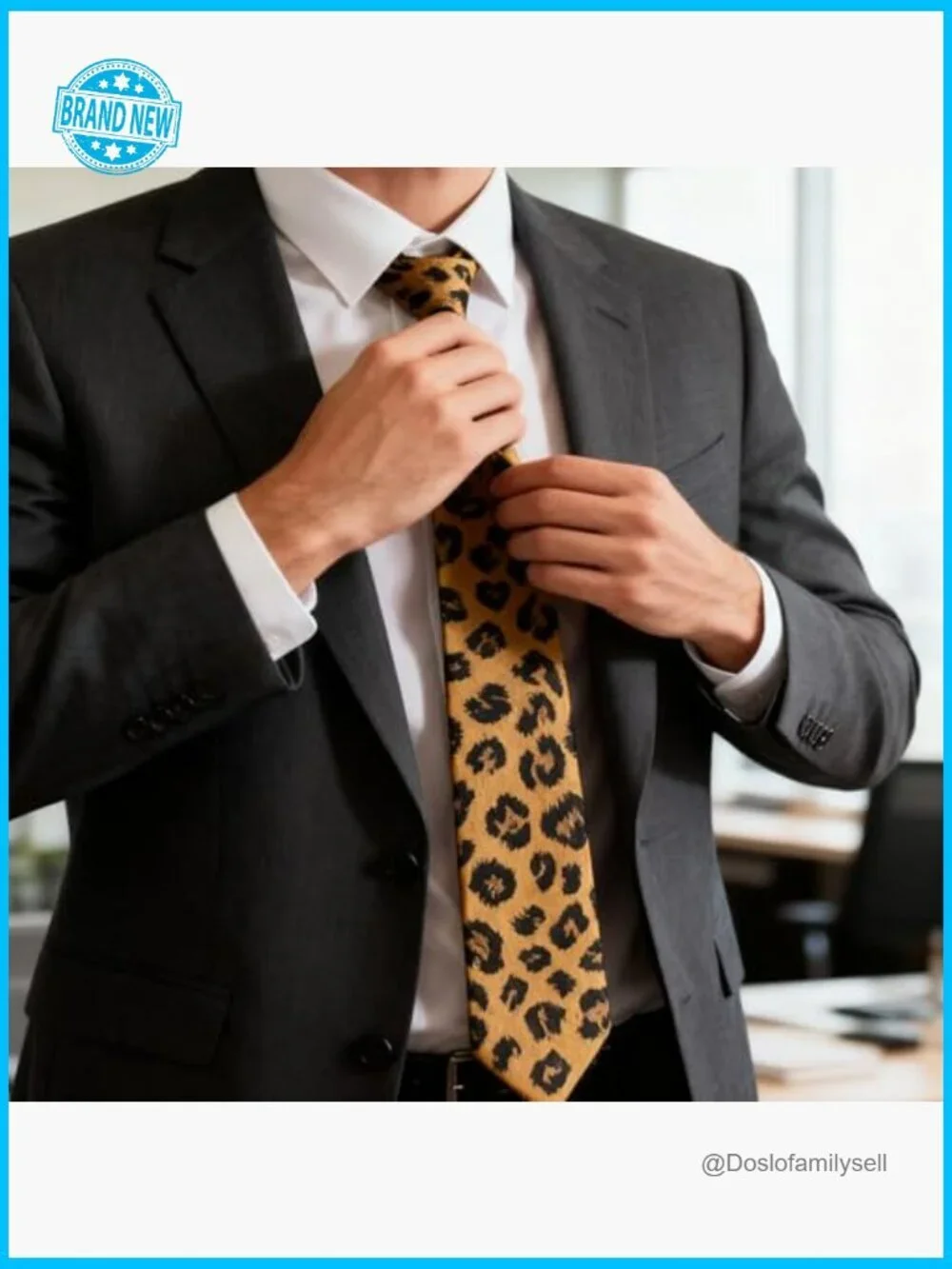 Classic Leopard Print Skinny Tie Formal Wedding Party Elegant Menswear